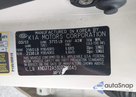 2013 Kia Soul from USA, damaged, VIN KNDJT2A51D7760145